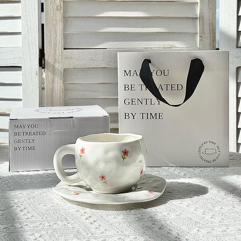 Шанци Расписанный вручную керамический набор кофейной чашки и блюдца