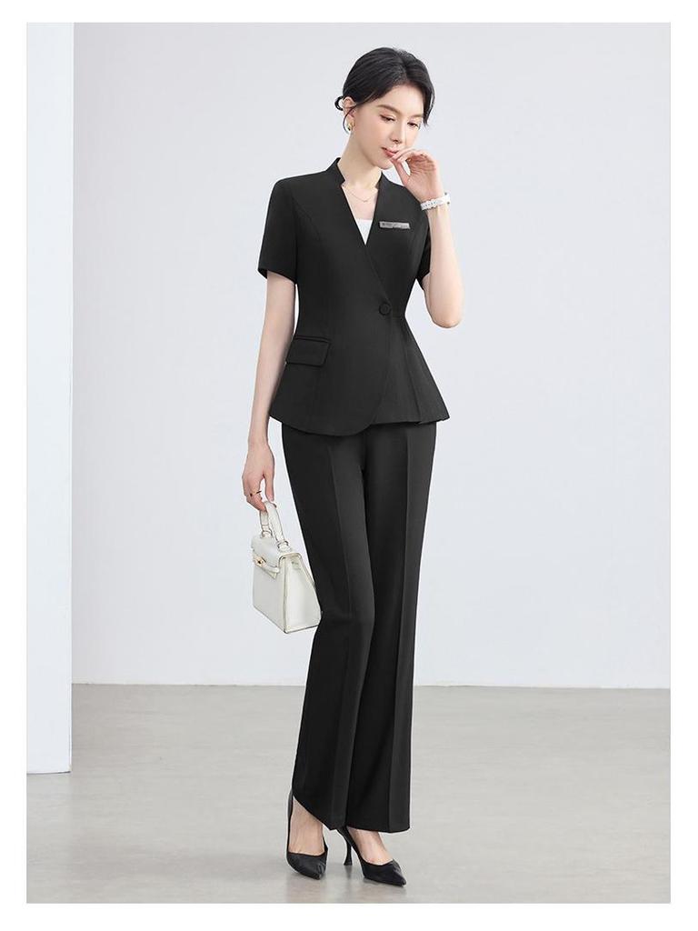 2026 Women's Summer Professional Suit: Short Sleeve Formal Fashion for Hotel Reception and Jewelry Store Workwear
