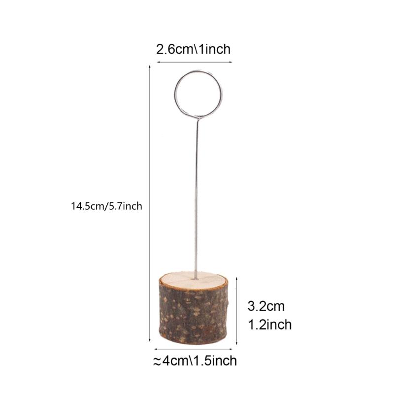 20Pcs Table Number Holders Wood Base Wedding Table Number Stands Picture Memos Note Photo Clip Holders for Weding Party