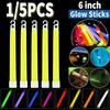 1/5PCS LED Glow Stick with Hook 6 Inch Fluorescence Light Glow Sticks for Hiking Camping Outdoor Emergency Concert Party Light