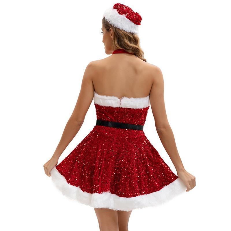 Hot Sale Pure Desire Christmas Sequin Tube Top Dress, Sequin Christmas Dress, Sexy Spice Girl Stage Party Dress Girl