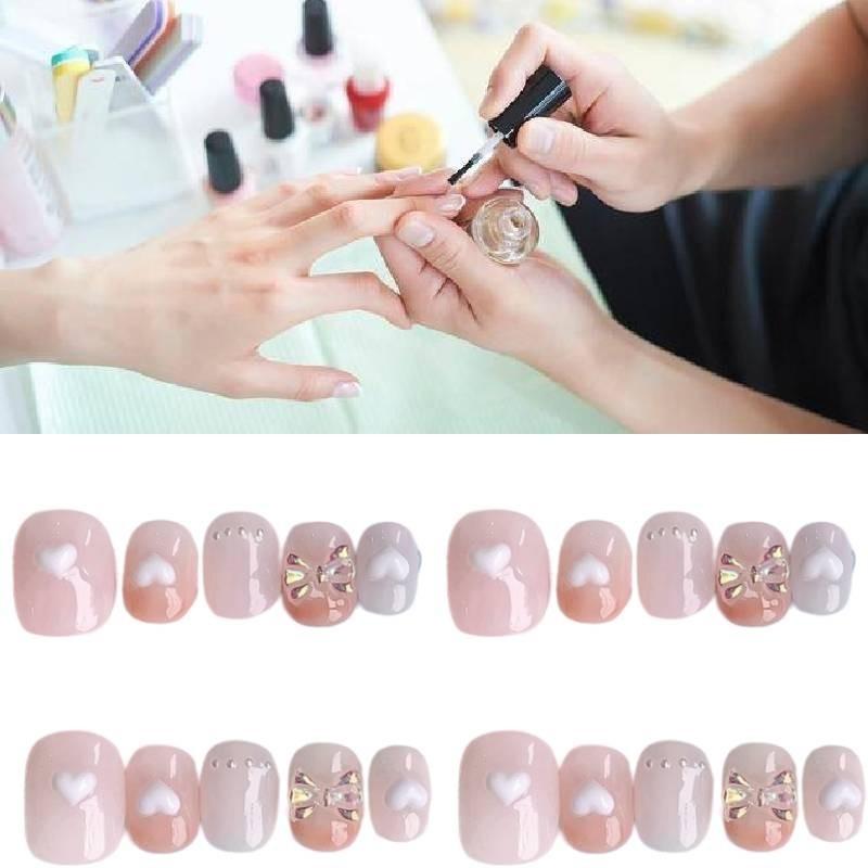 Sweet Lovely Heart Bowknot Nail Stickers Ice Clear Removable Design Artistic