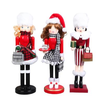 Wood Decorative Statue Desktops Ornament Office Tabletop Figurine Christmas Theme Collectible Decoration for Party