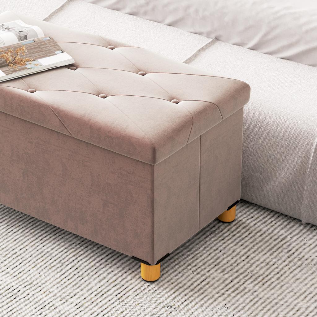 Faltbare Aufbewahrungsbank am Fußende Volumen 67 L Tragfähigkeit 120 kg mit Deckel 76L x 38B x 38H cm Rosa
