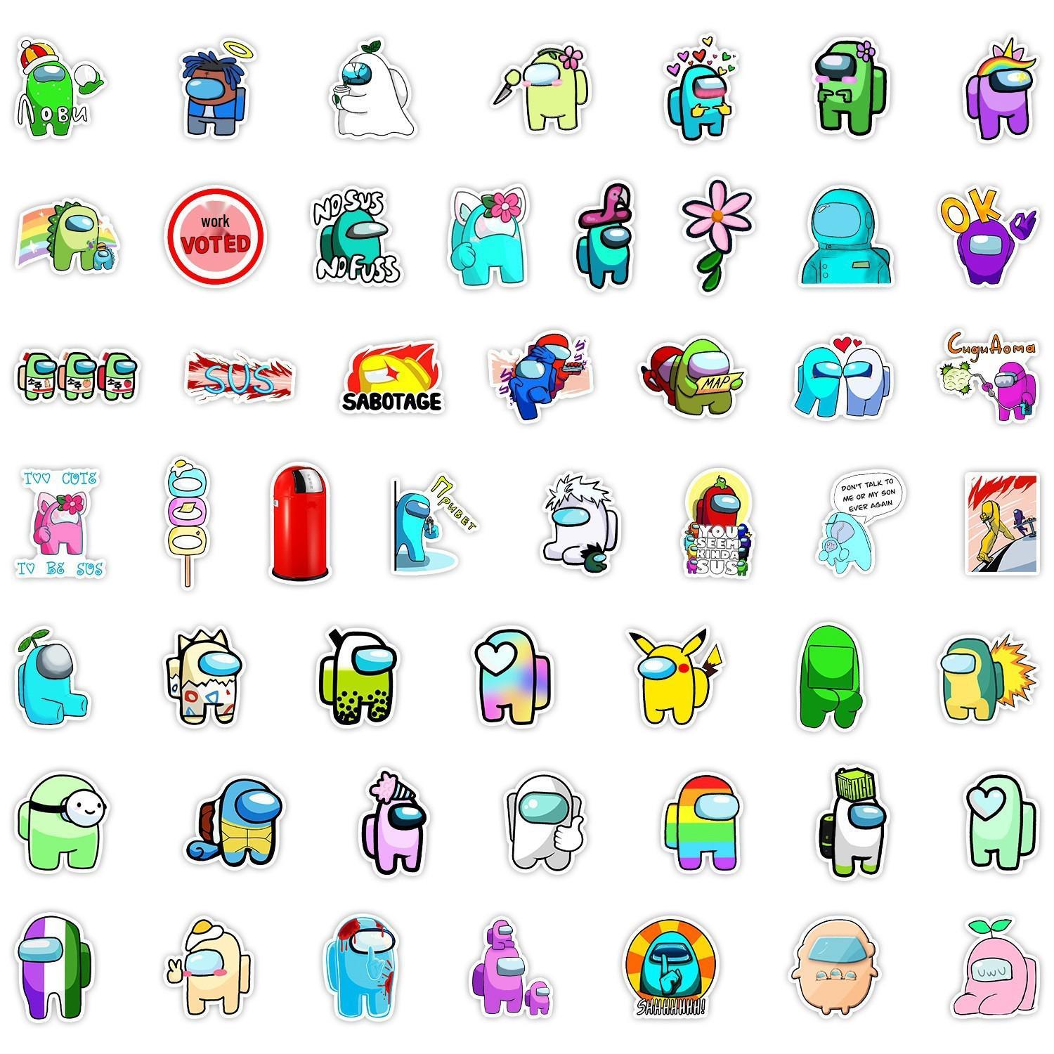 50PCS Among Us Graffiti Stickers - Waterproof for Luggage, Laptop, Car, Fridge, Skateboard.