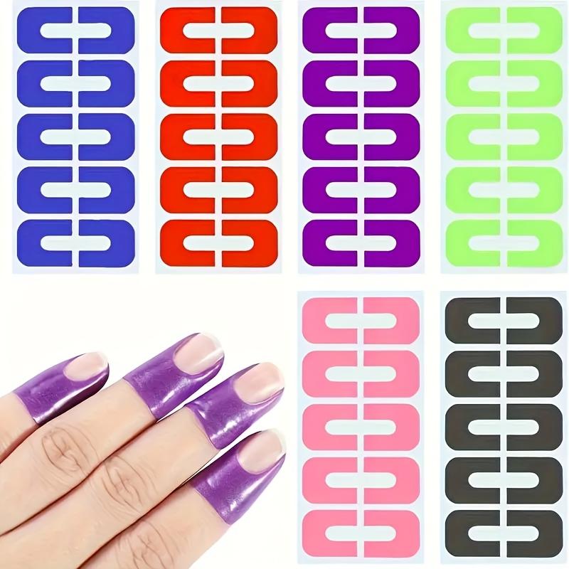 60 Stück U-förmige Nagellack-Schutzfolien - Abziehbare Finger- & Nagelhautschutz für einfache Maniküre, Stamping & Malen