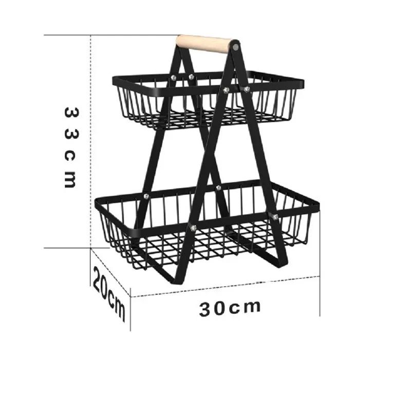 Abnehmbarer Obstkorb mit 2/3 Ebenen für die Arbeitsplatte aus Eisen, multifunktionaler Aufbewahrungskorb für Trockenfrüchte und Brot, Küchen-Hohlorganizer