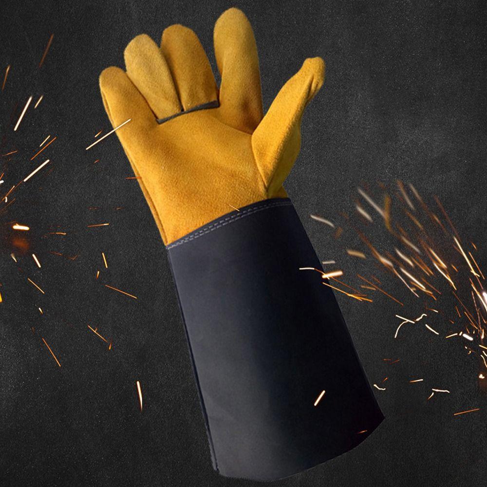 Wear-resistant Cowhide Welding Gloves Fire Protection Welder Work Gloves Safety Protection