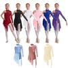 Gymnastik-Trikots für Mädchen, asymmetrisches Langarm-Ballett-Lyrik-Tanzkleid, Eiskunstlauf-Bühnenkostüm