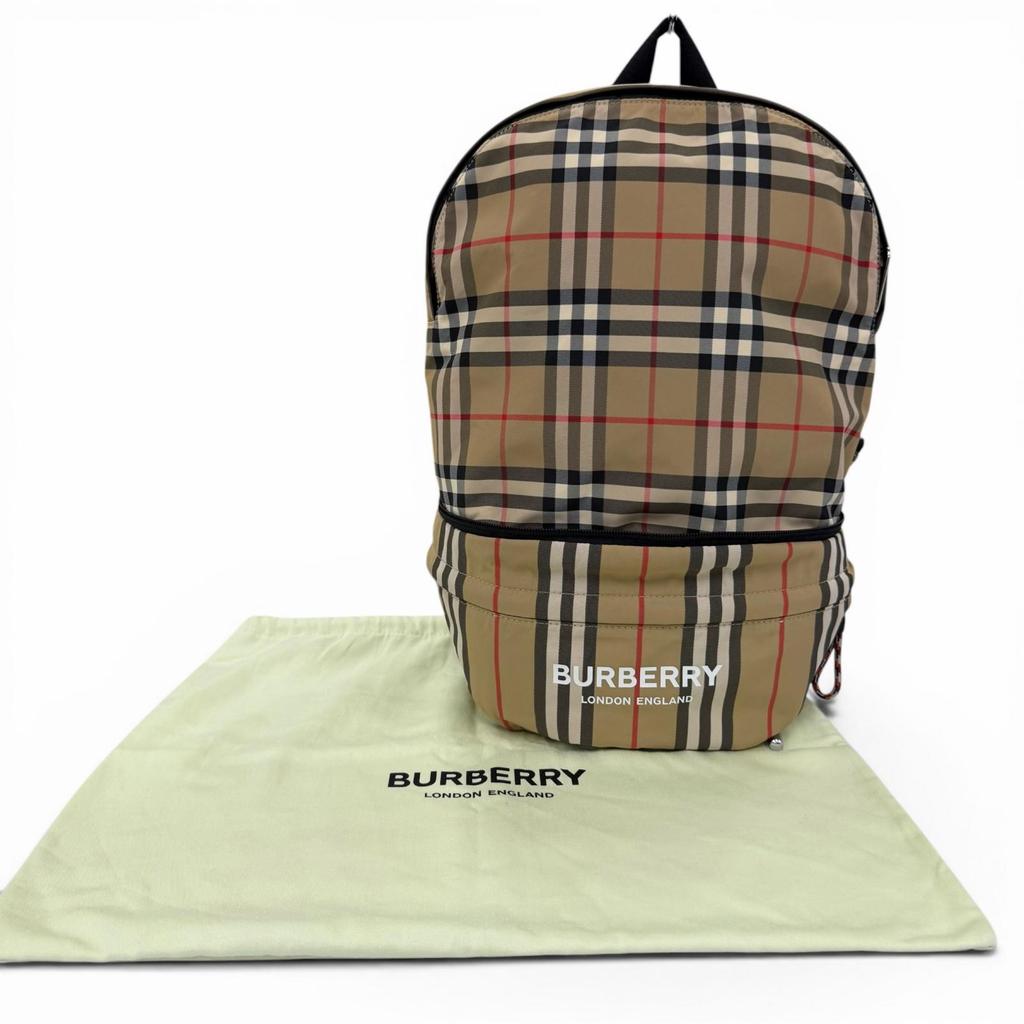 Excellent BURBERRY Daypack Nova Check Logo Backpack Sling Bag Beige 8013921 Used