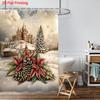 1Pc Merry Christmas Printed Waterproof Shower Curtain Partition Privacy Hanging Curtain, With 12 Hooks, Easy To Install