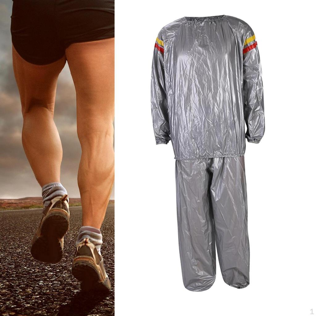 Fitness Sauna Suit Full Body Exercise Jacket Pant PVC Waterproof Windproof Unisex Comfortable