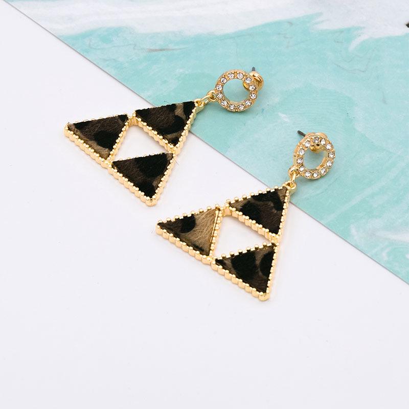 Trendy Leopard Print Geometric Stud Earrings - Japanese Korean Style, Versatile and Fashionable for Women