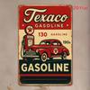 Retro Style  Tin Logo  Iron 1950s Car and Pump Drawings Rustic Metal Wall Art for Home Bar Cafe Garage Farmhouse Cinco
