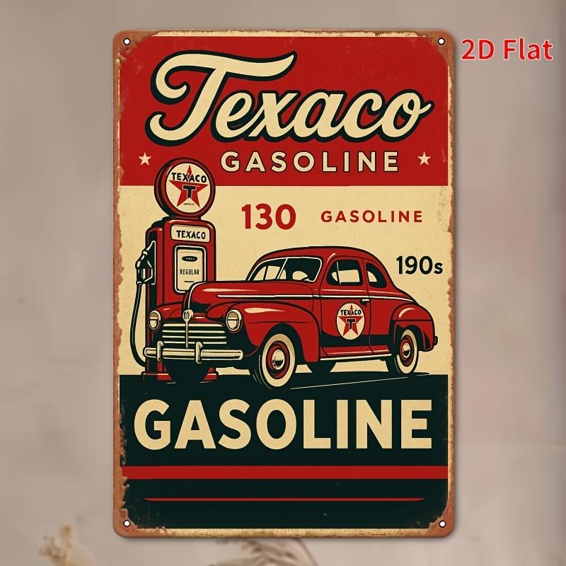 Retro Style Tin Logo Iron 1950s Car and Pump Drawings Rustic Metal Wall Art for Home Bar Cafe Garage Farmhouse Cinco
