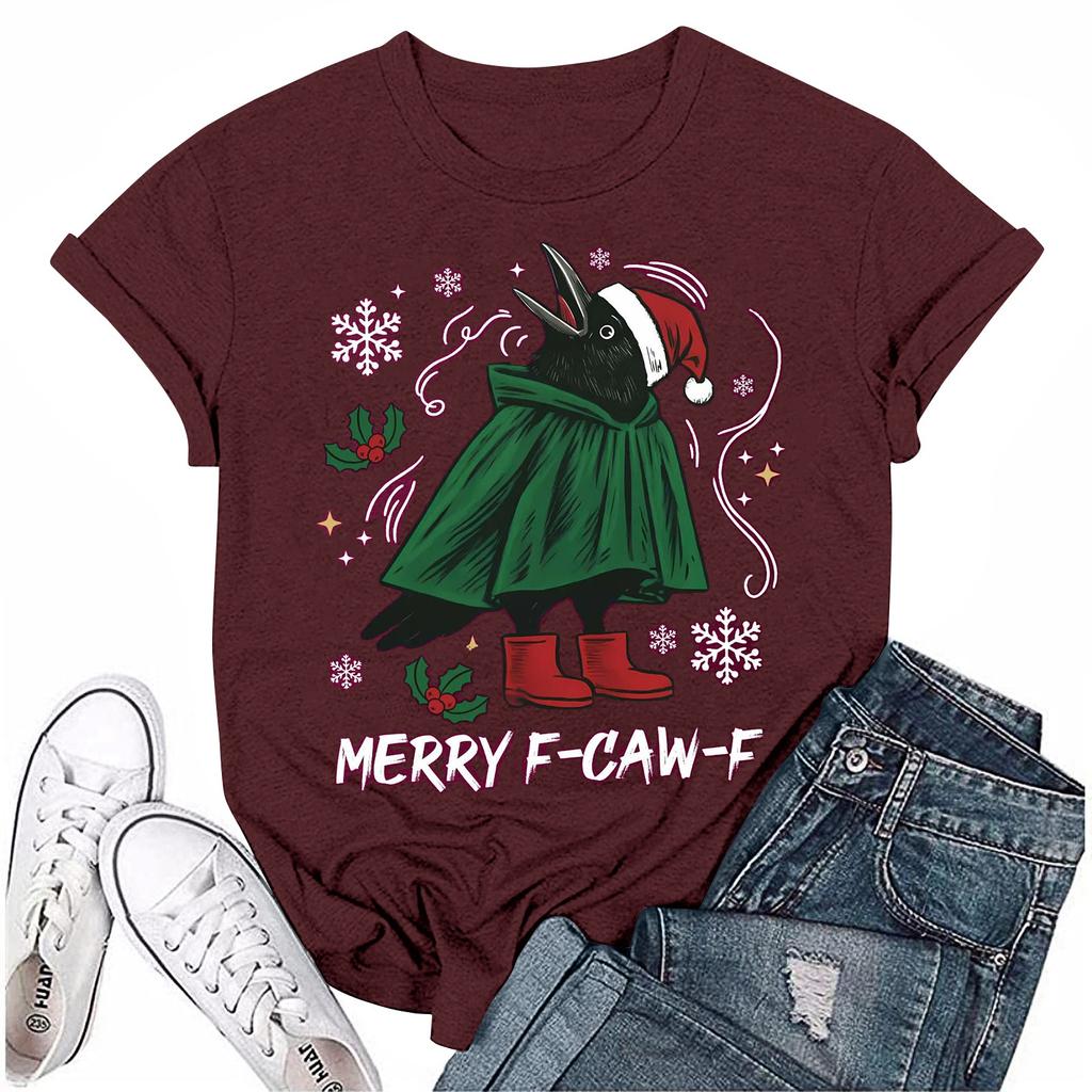 Women's Group 2D Printed Round Neck Short Sleeve Top