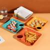 Plastic Dumpling Plate With Sauce Compartment Square Snack Cookie Platter Food Tray Dish Tableware Kitchen Plates