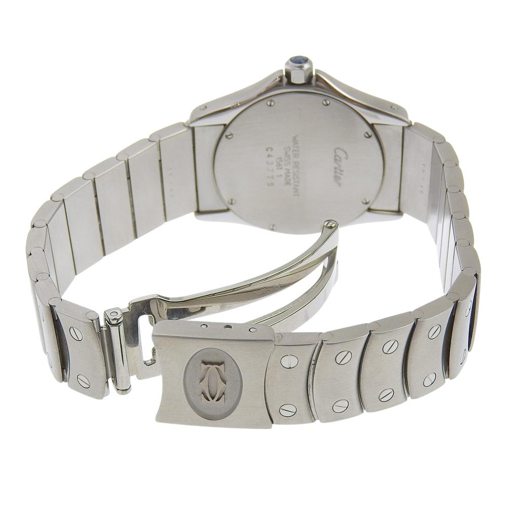 CARTIER Santo Cougar MM Watches W20027K1 whiteDial Stainless Steel Quartz Analog display unisex Used