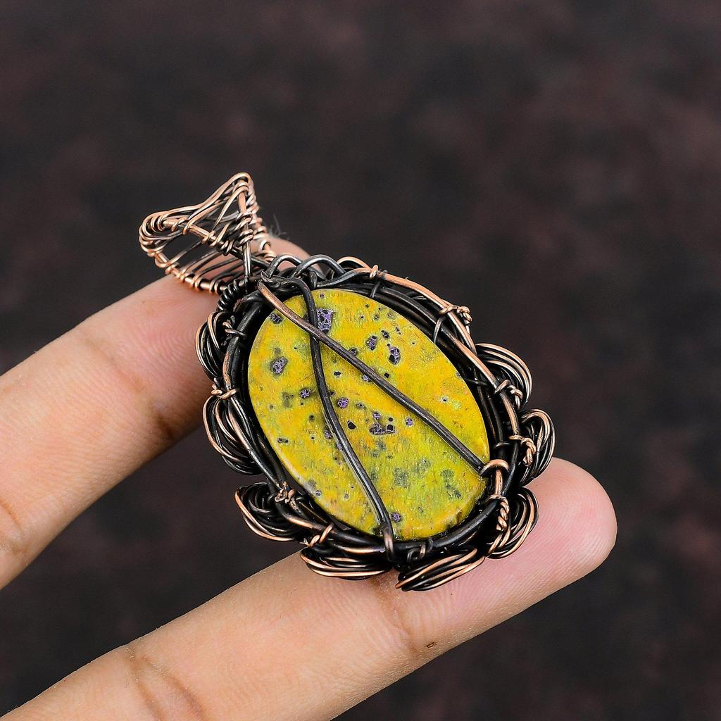 Stichtite Pendant Copper Wire Wrapped Pendant Gemstone Jewelry Handmade Pendant Copper Wire Wrapped Jewelry Gift For Mother Designer Jewelry
