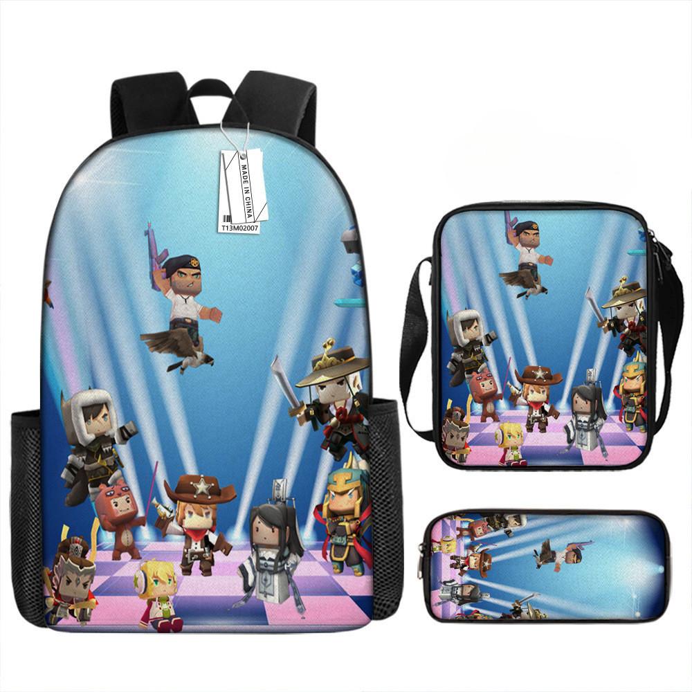Mini World Kids 3piece Backpack Set Breathable Oxford Polyester For School Students
