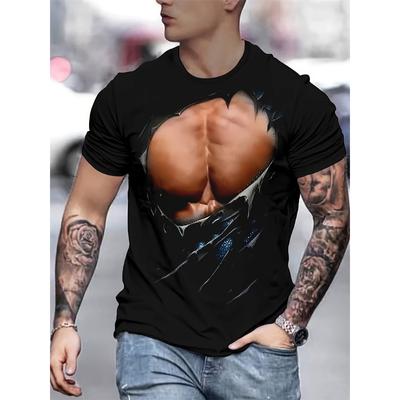 Summer 3D Fake Muscles Printing T Shirt Sexy Muscle Graphic T-shirts For Men Kid Funny Streetwear Tee Shirts Halloween Clothing