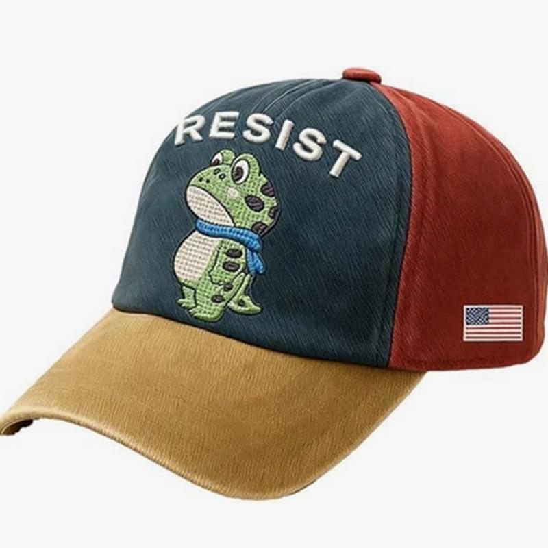 Frog Resists Washed Cotton Hat Men's Old Daddy Hat Vintage Printed Soft Top Baseball Cap