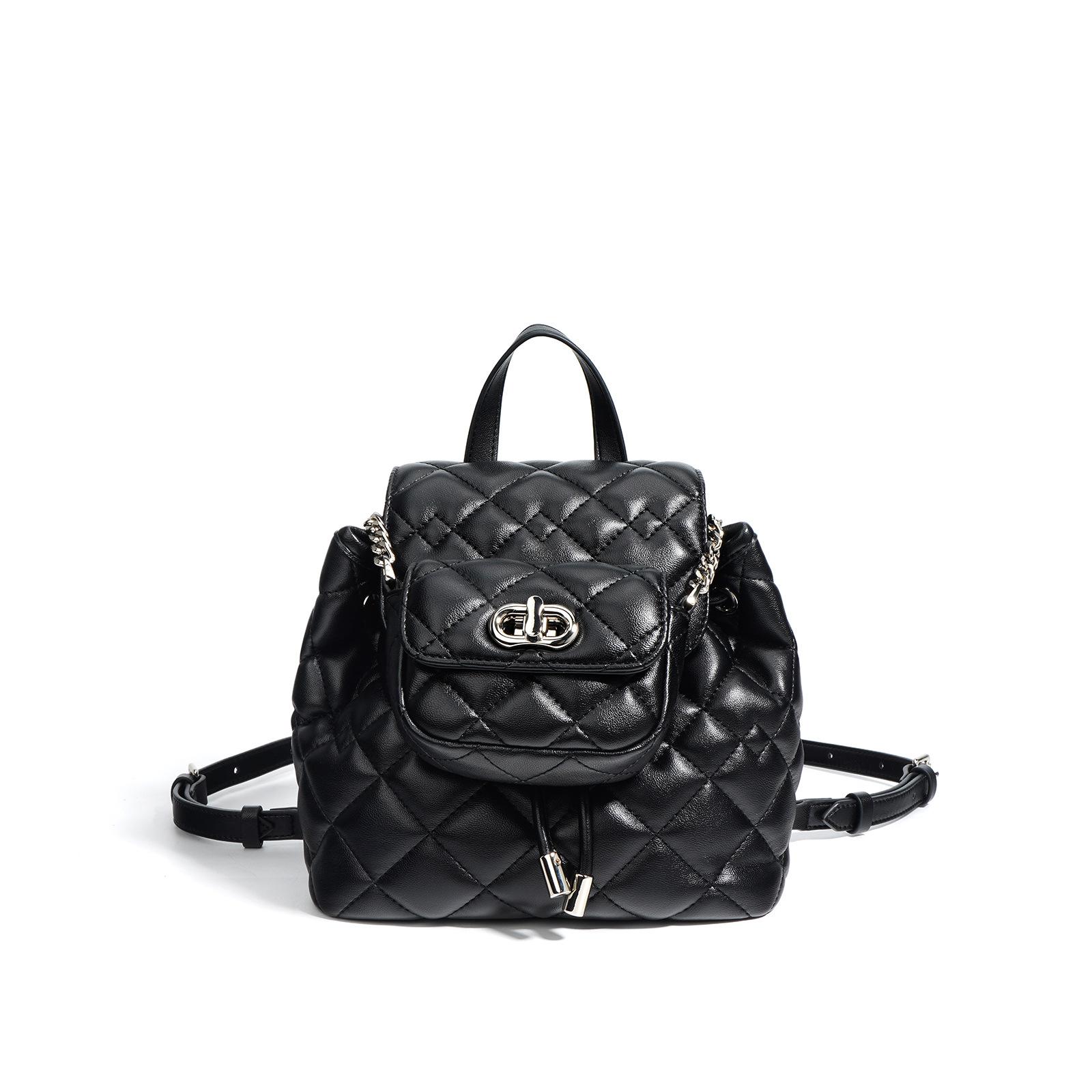 

Рюкзак женский новый высококлассный универсальный изысканный нишевый ромбовидный дорожный рюкзак чёрный