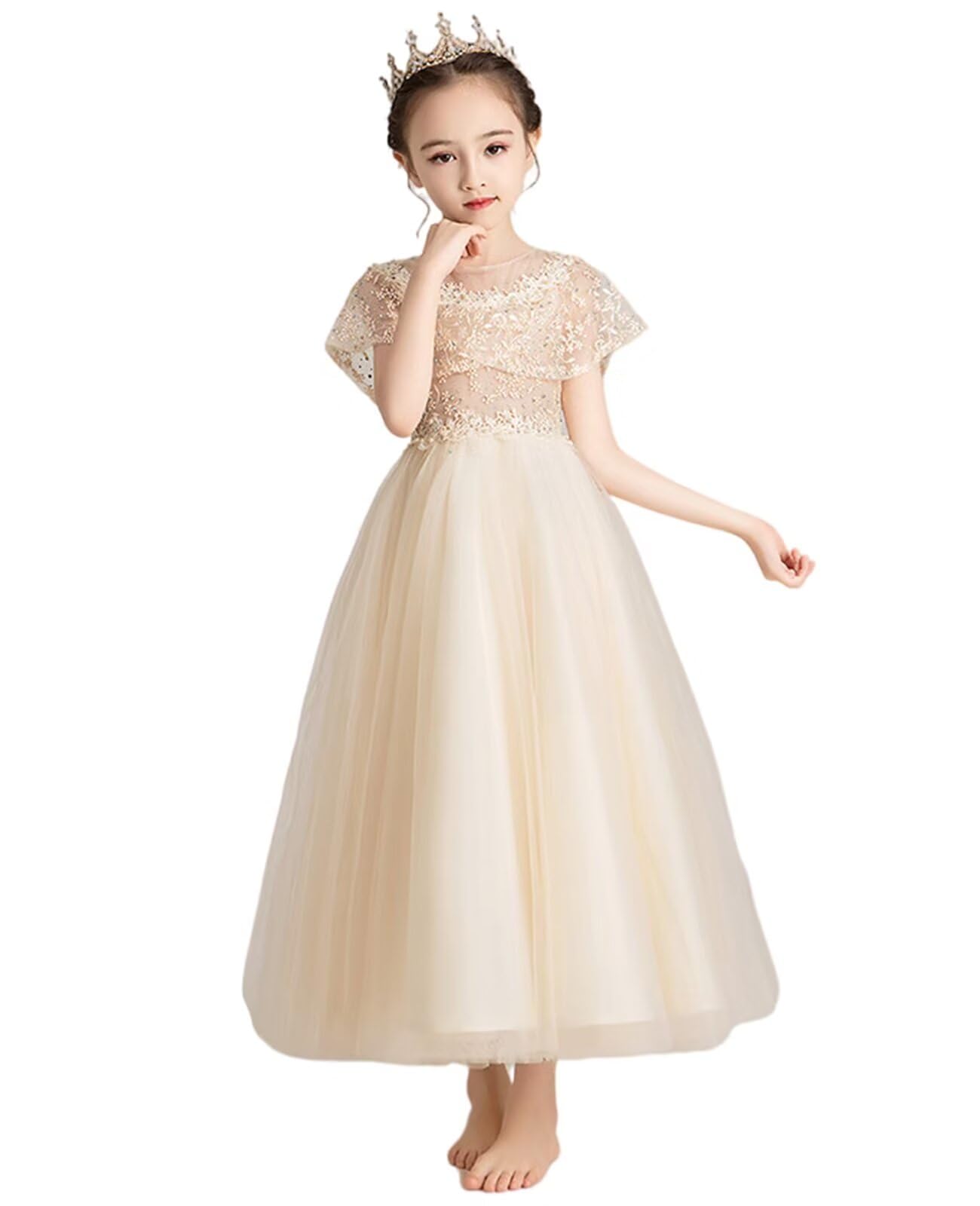 

Платье для фортепианного концерта, Платье для девочек, Детское длинное платье, Элегантное формальное платье, Жемчужная вышивка, Цельное, Свадьба, Концерт, Вечеринка [Kayiyasu] Детское 120-170