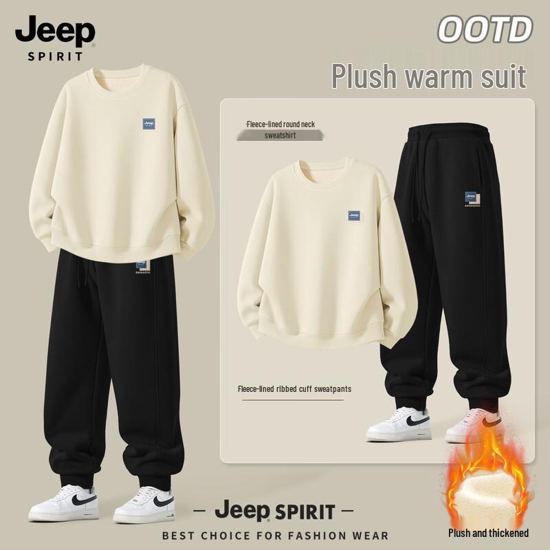 JEEP SPIRIT Men's Fleece Sweatshirt & Jogger Pants Set
