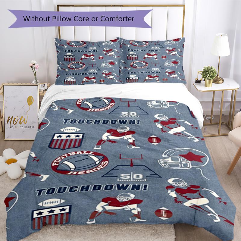 3pcs American Football Bedding Set Duvet Cover Closure Includes 1 Duvet Cover & 2 Pillowcases, Soft and Comfortable for All Seasons.