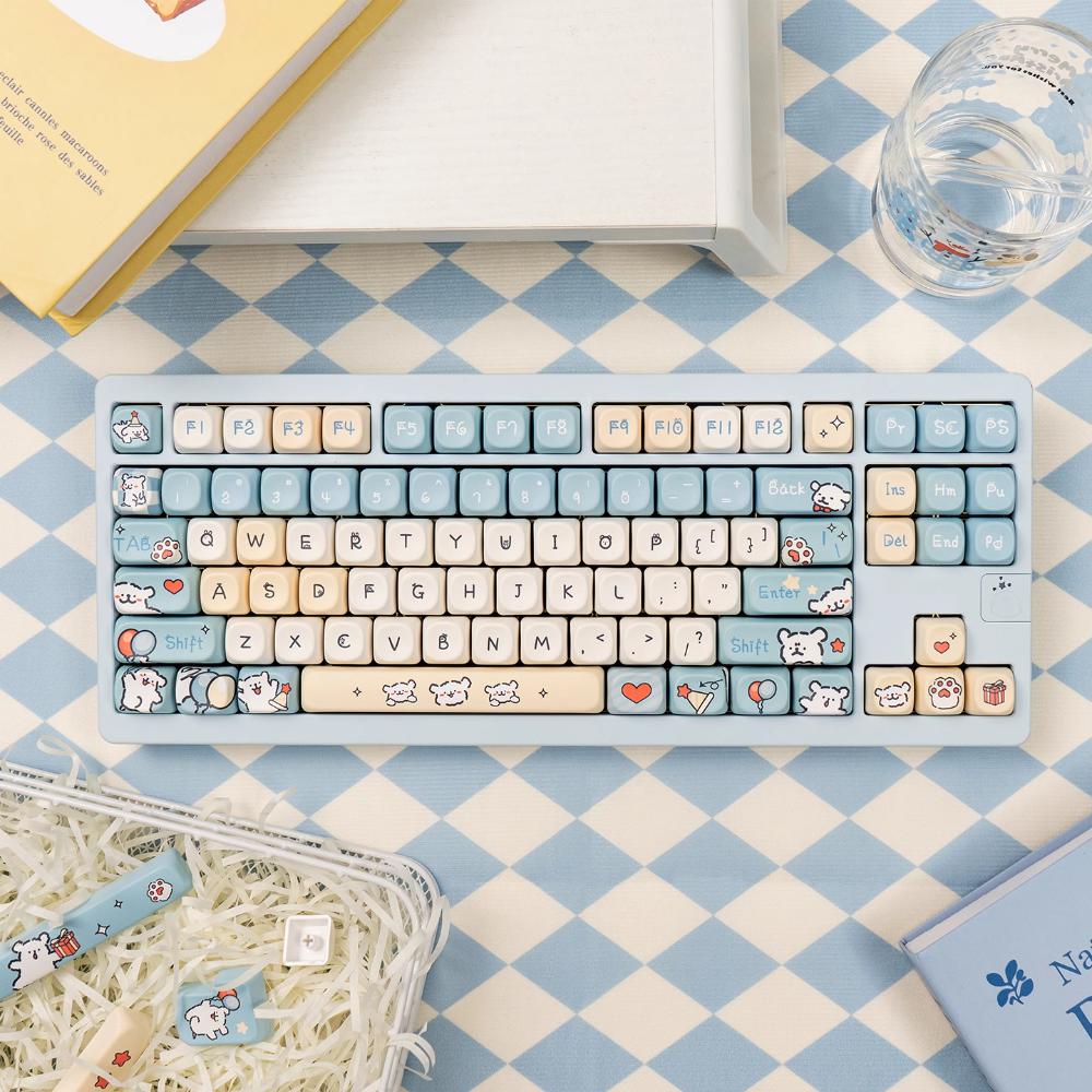 125 Key Line Puppy Keycap Set PBT Cute Type MOA Keycap Compatible MX Switch Wooting Mechanical Keyboard