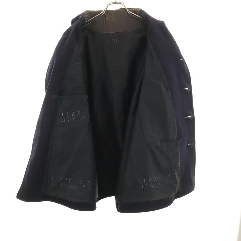 US NAVY Vintage Melton Pea Coat Dark Blue Men's Used