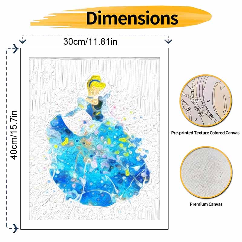 Disney Cinderella Watercolor Oil Paint by Numbers Painting Kit Handmade Diy Home Decor Gifts for Adult Wall Art Canvas Craft Set 130