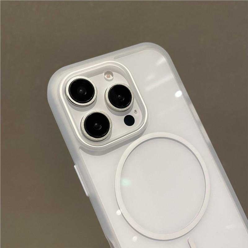 Transparent For Magsafe Case for iPhone 16 11 12 13 14 15 Pro Max Plus Shockproof Wireless Charging Simple Clear Phone Cover