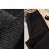 Women's High-Waist Gray Woolen Wide-Leg Pants - Fleece-Lined for Autumn/Winter, Thickened Drape, Narrow Straight-Leg Design