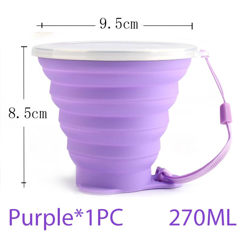 

270MLMini Retractable Cup Folding Cup SiliconeOutside Travel Portable Teacup Coffee Drinking Mug with Lid High Quality Practical Daily Use 270ML