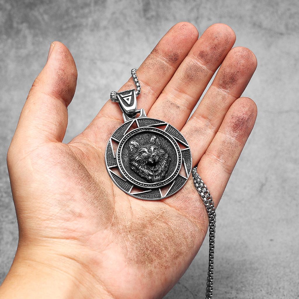 Celtic Alpha Wolf Men Necklaces with Pendant Stainless Steel Jewelry for Male Women New In Hip Hop Accessories Gifts
