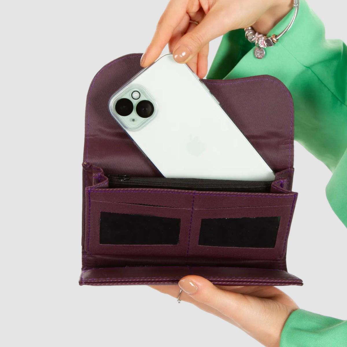 

Lederax Роскошный женский кошелек из искусственной кожи, сумки для телефона, длинные кошельки для женщин, универсальный кошелек для монет, держатель для карт LD494 фиолетовый