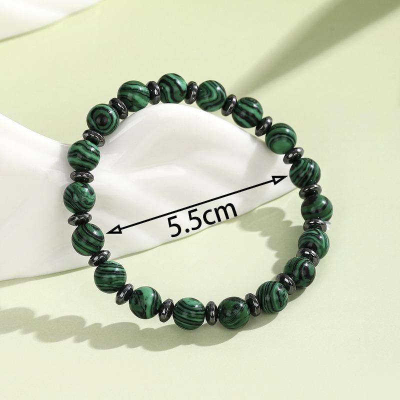 New green peacock beaded bracelet hot-selling punk style men's round beaded beaded bracelet street stall batch