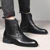 Martin boots men's cowhide high-top shoes fashion casual British pointed side zipper lace-up leather boots Chelsea boots men's
