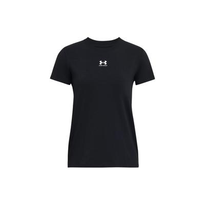Letter Logo Print Round Neck Pullover Short Sleeve T-Shirt Women Tops Black 1383648-001