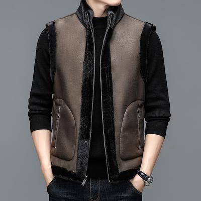 Gilet double face pour la mode masculine d'hiver et de printemps Pince cheval Martre Fourrure Manteau de fourrure Gilet