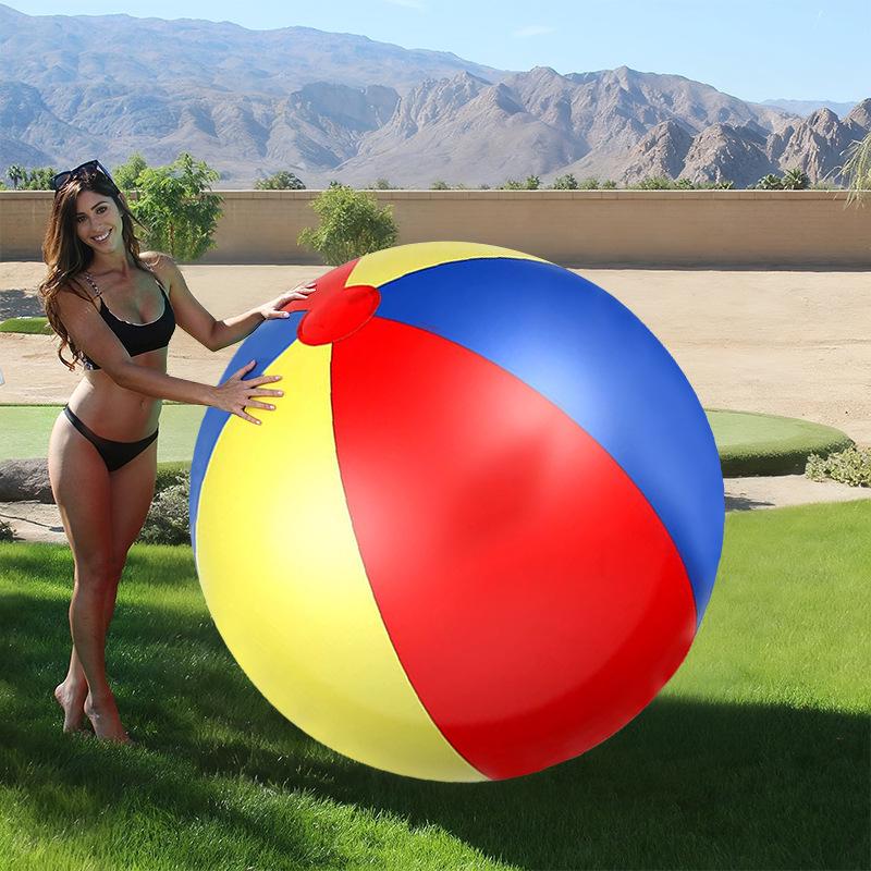 Parent-Child Giant Inflatable PVC Beach Ball - Thick, Colorful Three-Tone Design for Outdoor Fun