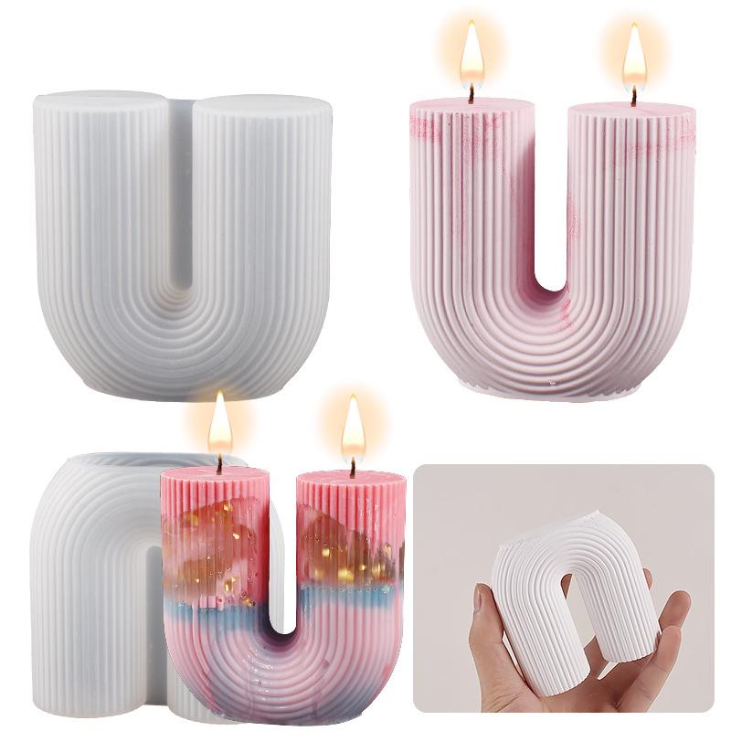 U Shape Candle Silicone Mold DIY Handmade Arch Scented Candle Plaster Epoxy Resin Ornament Craft Wax Mould Home Decoration