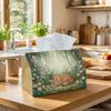 1pc Whimsical Jungle Nature Tissue Box - Sleeping Tiger Floral Meadow Napkin Storage Box, Suitable for Rolls/Facial Tissues/Single Sheets, Multi-Funct