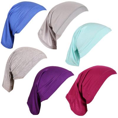 Düz Renk Arap Eşarp Küçük Şapka Tüp Bere Modal Yüksek Elastik Merserize Pamuk Kadın