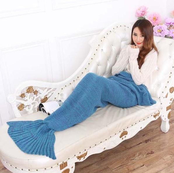 Mermaid Blanket Tail Crochet Knitting Air Conditioner Blankets Soft Gift Warm