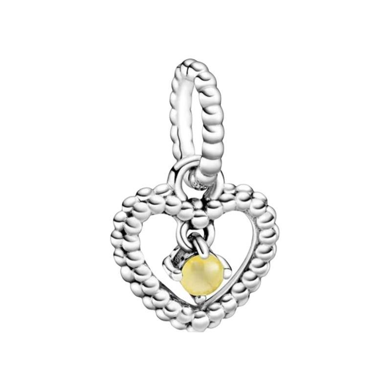 Pandora Beaded Heart Silver Pendant Women s Silver 798854C11