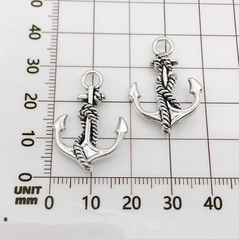Vintage Antique Silver Anchor Charm Pendant for DIY Jewelry - 1 Piece
