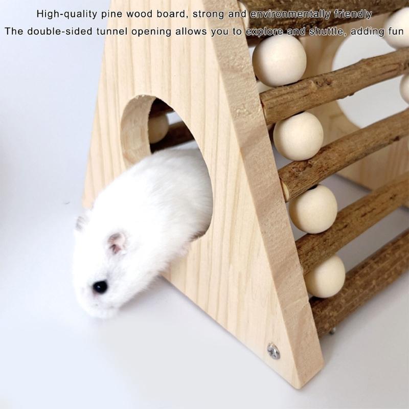 Exercise Climbing Ramp Wood Hamster Hideouts Climbing Toy With Natural Cool for Hamsters Small Pet Cage Enrichment